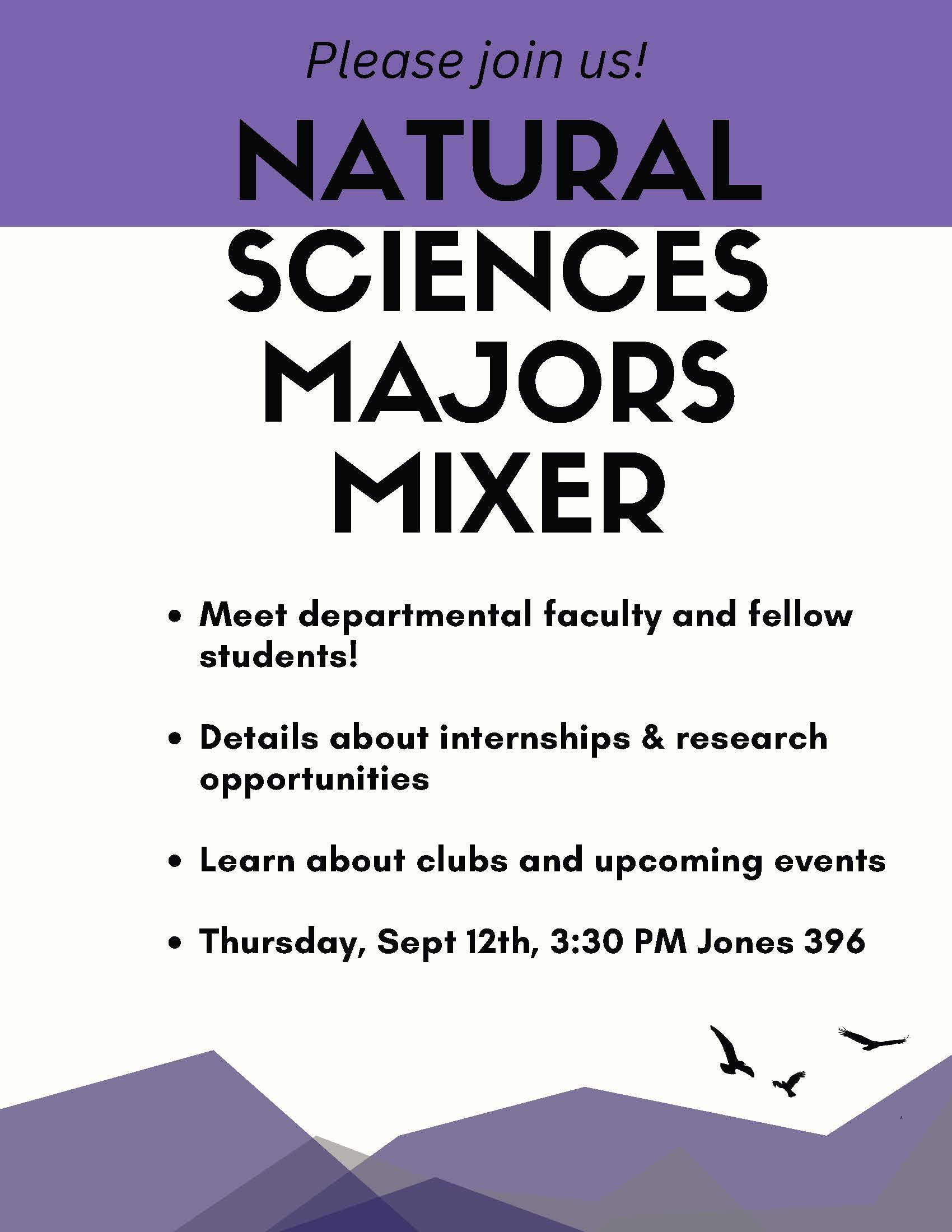 NatSci Majors Mixer flyer.